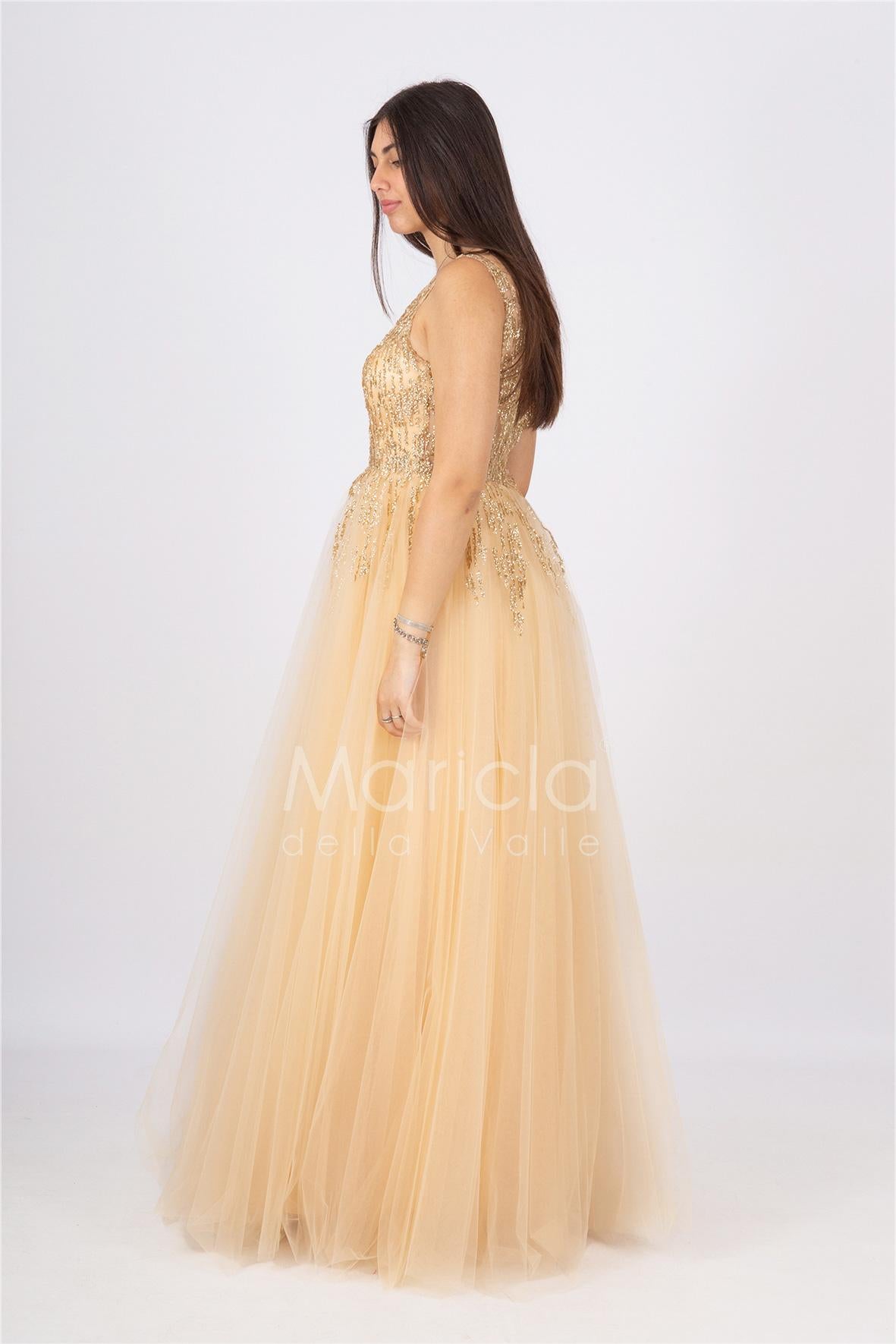 abito bambola toulle e strass FI6871 ORO MARICLA ELEGANCE 