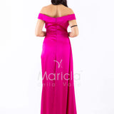 abito con strass scollo FI7443 FUCSIA MARICLA ELEGANCE 
