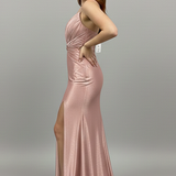 Abito Sirena con spacco e nodo alla schiena JC35451 ROSA MARICLA ELEGANCE 