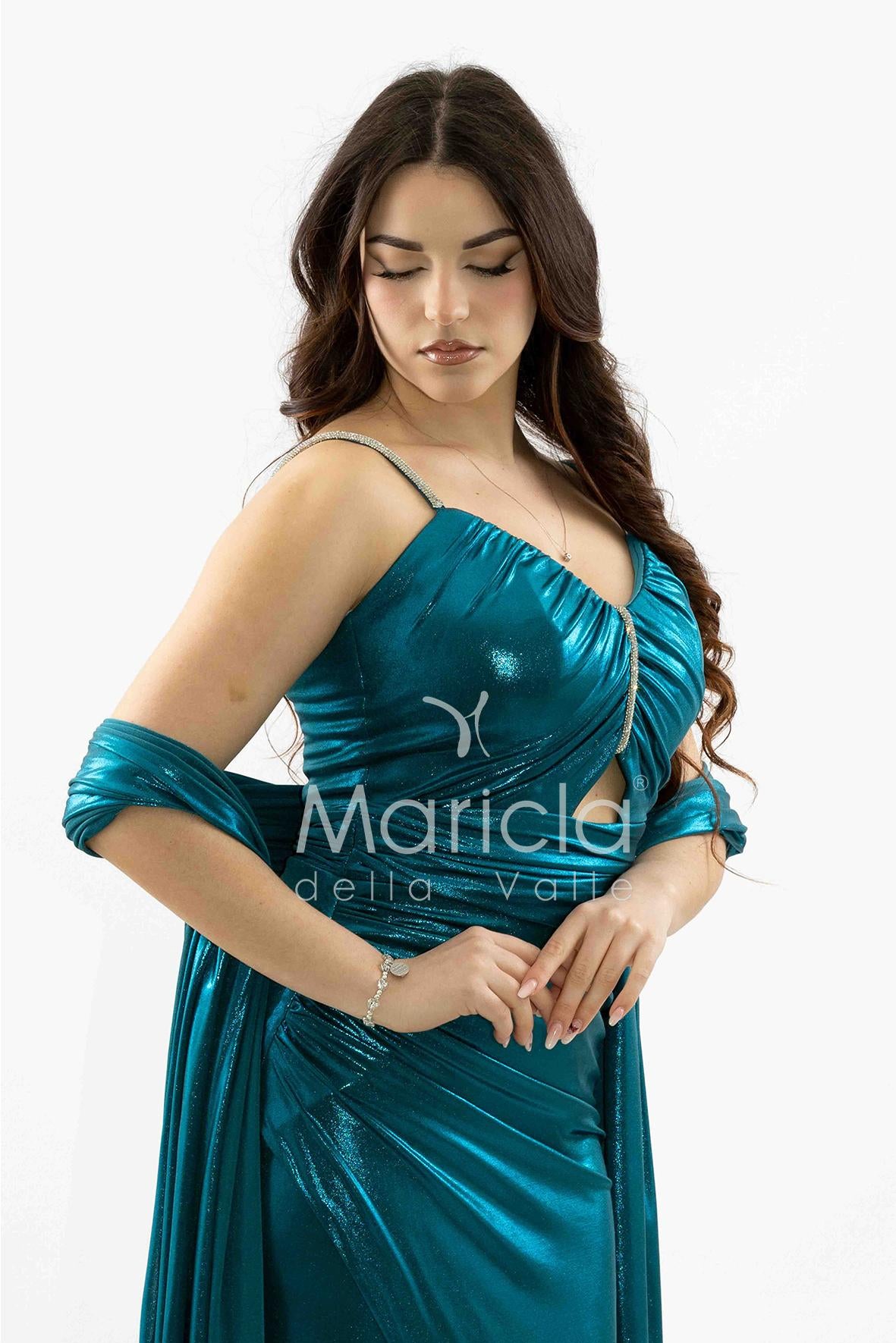 abito lungo drappeggiato effetto bagnato JC35251 OTTANIO MARICLA ELEGANCE 