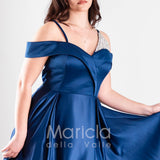 abito lungo con triangolo pietre JC35147 BLU MARICLA ELEGANCE 