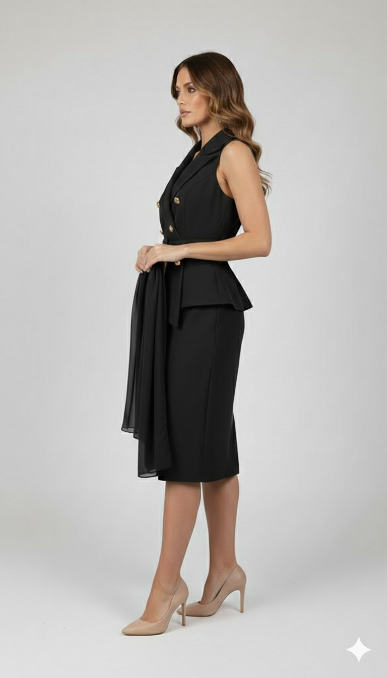 Abito Midi Sartoriale a Doppiopetto SH510AC NERO SHARON 