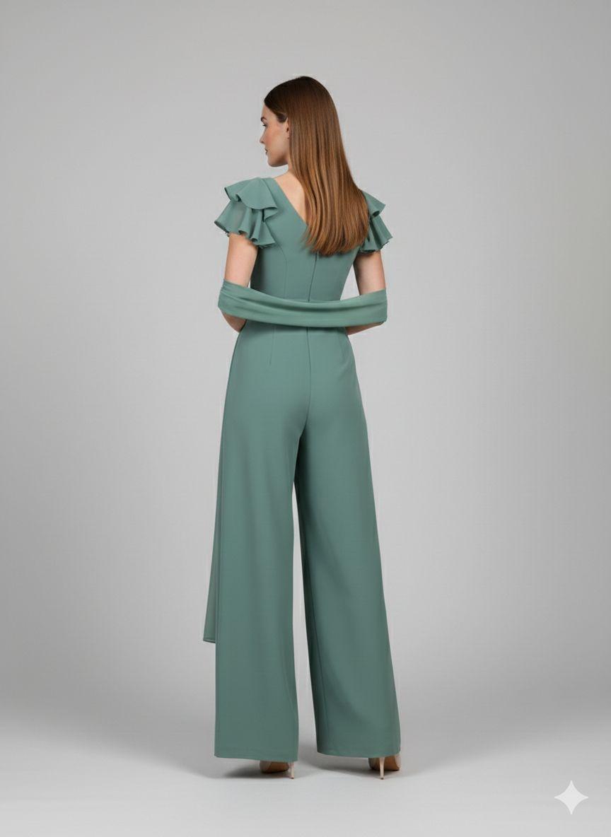 tuta con rouche spalle SH404TU SALVIA SHARON 