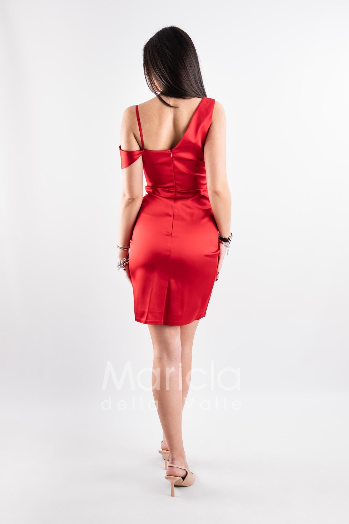 abito ricamato con gonnellone HC7277 ROSSO MARICLA ELEGANCE 