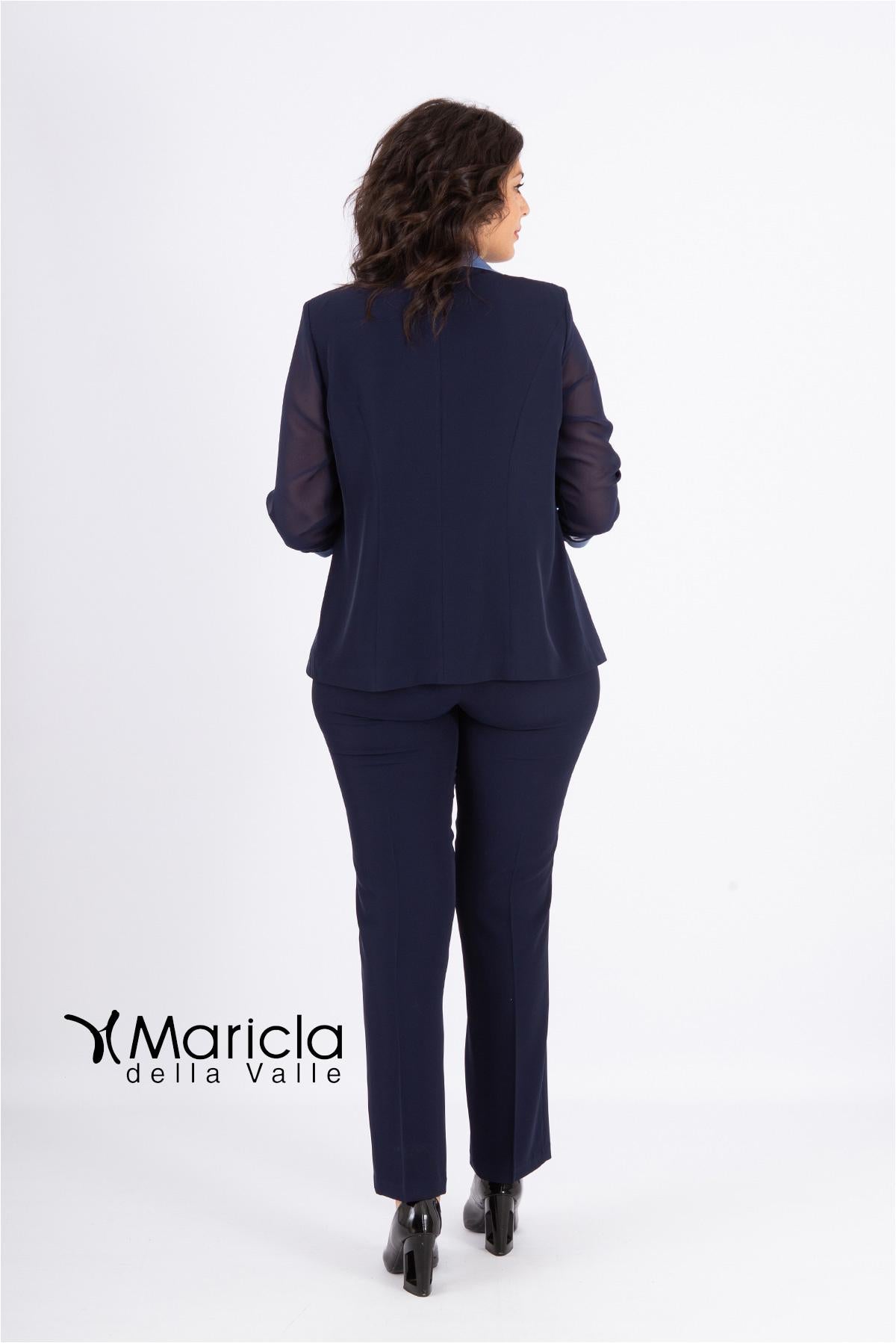 3 pezzi con bavero raso PF1400 BLU PAOLA FORTI 