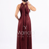 Abito lungo scollo all'americana FI6646 AMARONE MARICLA ELEGANCE 