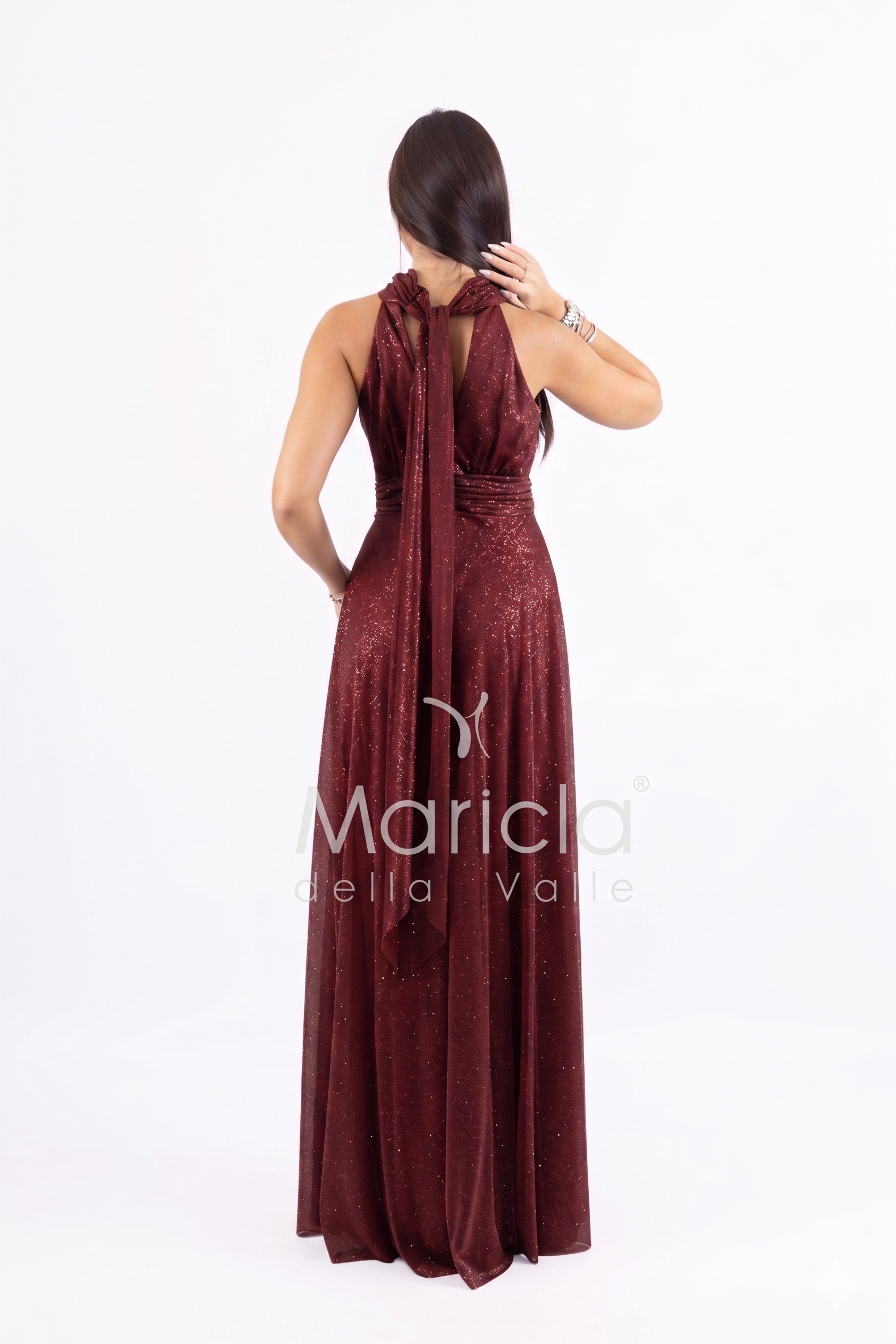Abito lungo scollo all'americana FI6646 AMARONE MARICLA ELEGANCE 