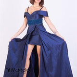Abito lungo scollo omerale<BR/> ANT191038 BLU ANTILLE ELEGANCE 