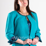 tubino ricamo con bolero ricamo PF3170 BLU PAOLA FORTI 