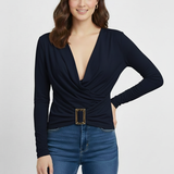 maglia unita con cintura GR1404 BLU MARICLA 