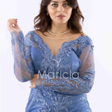 abito manica lunga ricamato FI7485 INDACO MARICLA ELEGANCE 
