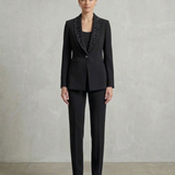 tailleur collo sciallato strass e manica velo SH614TP NERO SHARON 