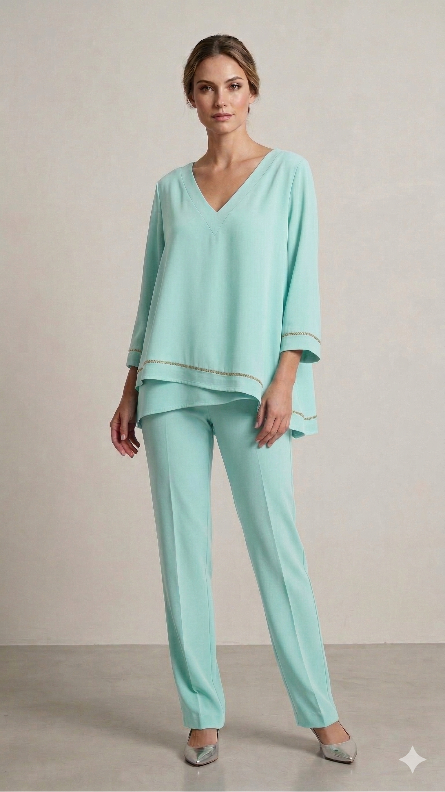 casacca con fascia raso e pantalone LH305 MENTA LUDOVICA HASSLER 