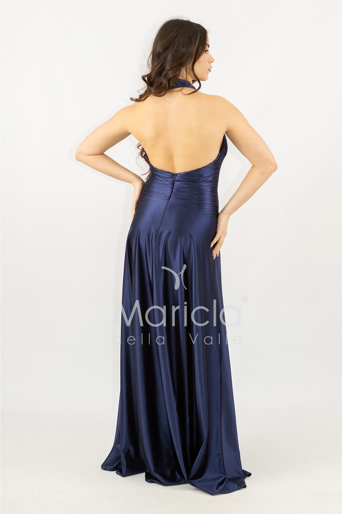 abito lungo incrocio plisse JC35267 BLU MARICLA ELEGANCE 