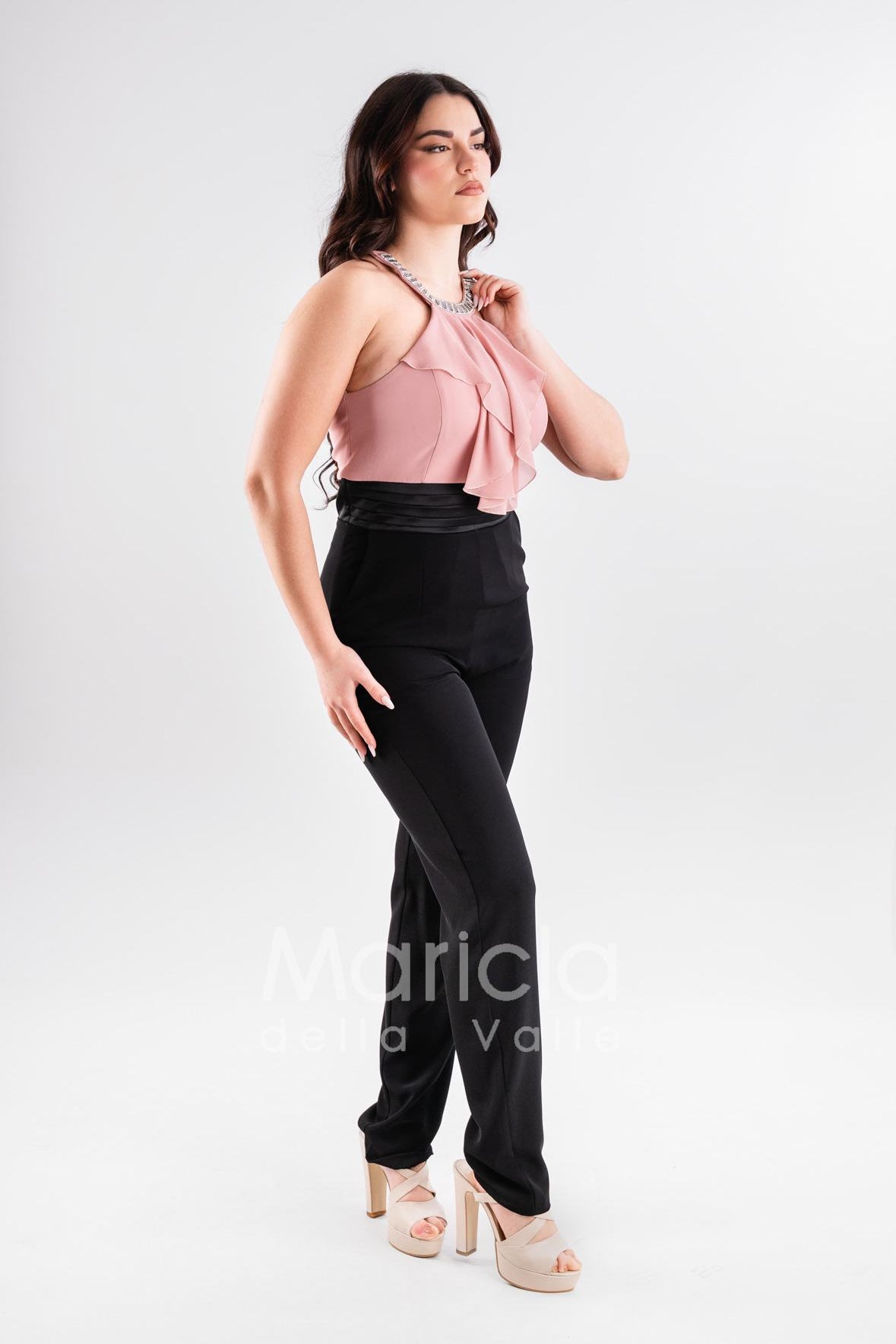 tuta pietre bicolore PF101 NERO/ROSA PAOLA FORTI 
