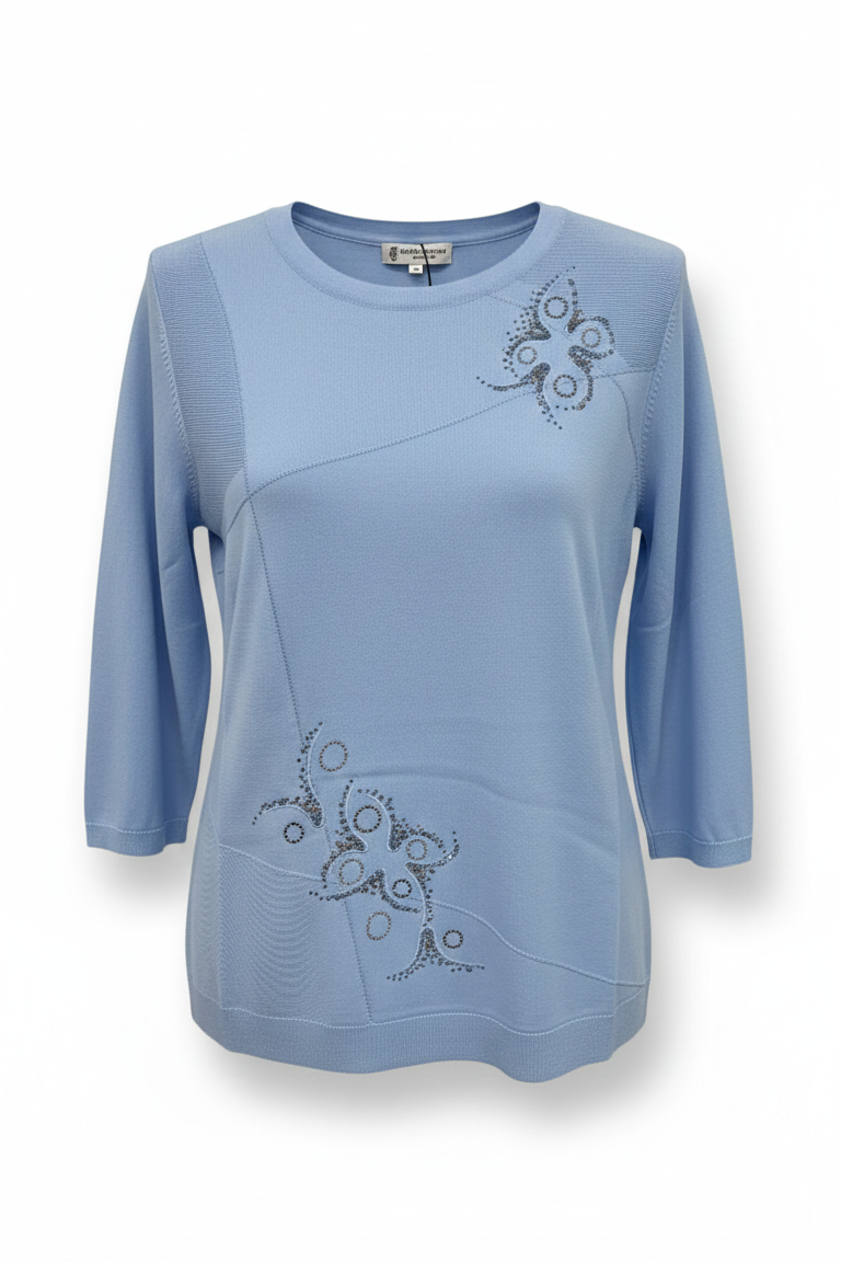 Maglia Strutturata con Ricami Luce CF26294 POLVERE CARLA FERRONI 