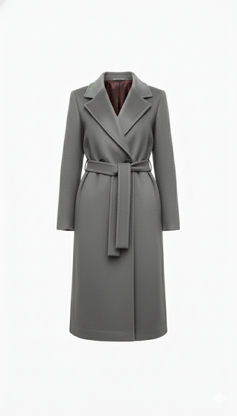 Cappotto Lungo Avvolgente con Cintura EC04608 GRIGIO MARICLA 