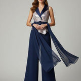 tuta con corpetto paiette fantasia LH108 BLU LUDOVICA HASSLER 