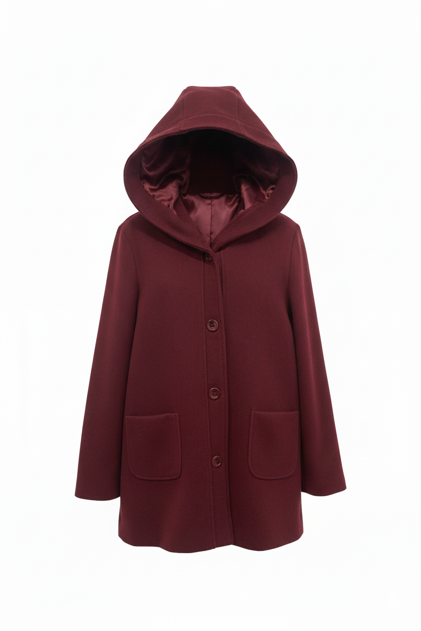 cappotto diagonale con  cappuccio DB10647 AMARONE MARICLA 