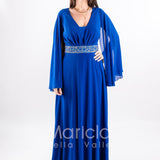 abito lungo con strass e manica aperta PF314 ROYAL PAOLA FORTI 