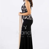abito lungo con baschina PF316 NERO PAOLA FORTI 