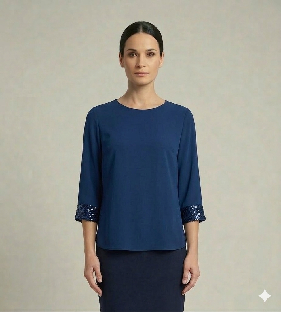 Blusa Elegante con Polsini in Paillettes FFSUSY BLU MARICLA 