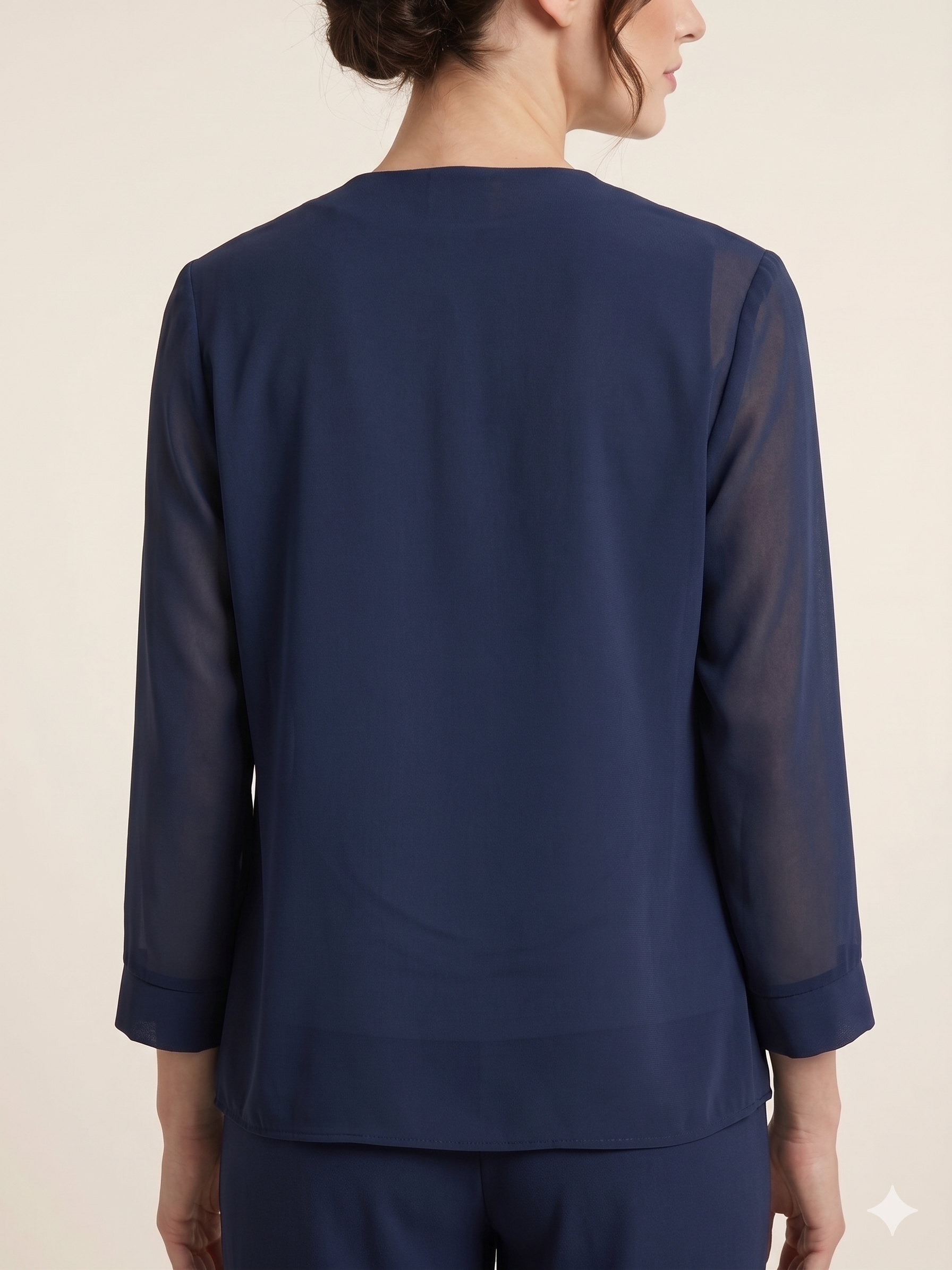 completo 3 pz top ricamo SH641TP BLU SHARON 