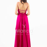 abito con spacco ANT7234 FUXIA ANTILLE ELEGANCE 
