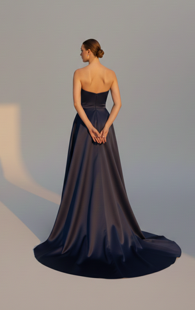 abito lungo con fiocco ANT5092MS BLU ANTILLE ELEGANCE 