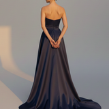 abito lungo con fiocco ANT5092MS BLU ANTILLE ELEGANCE 