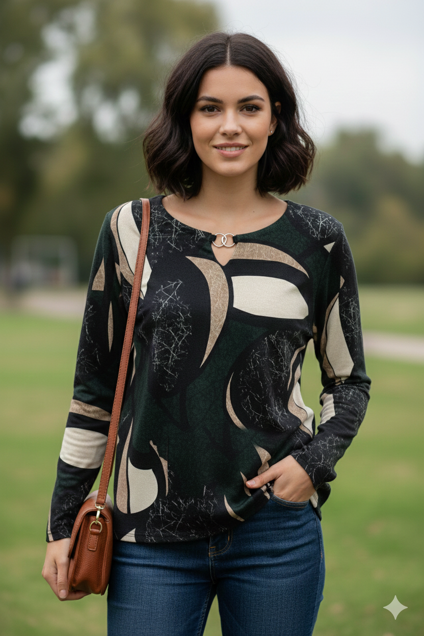 Maglia casacca Fantasia Astratta DB10740 VERDE MARICLA 