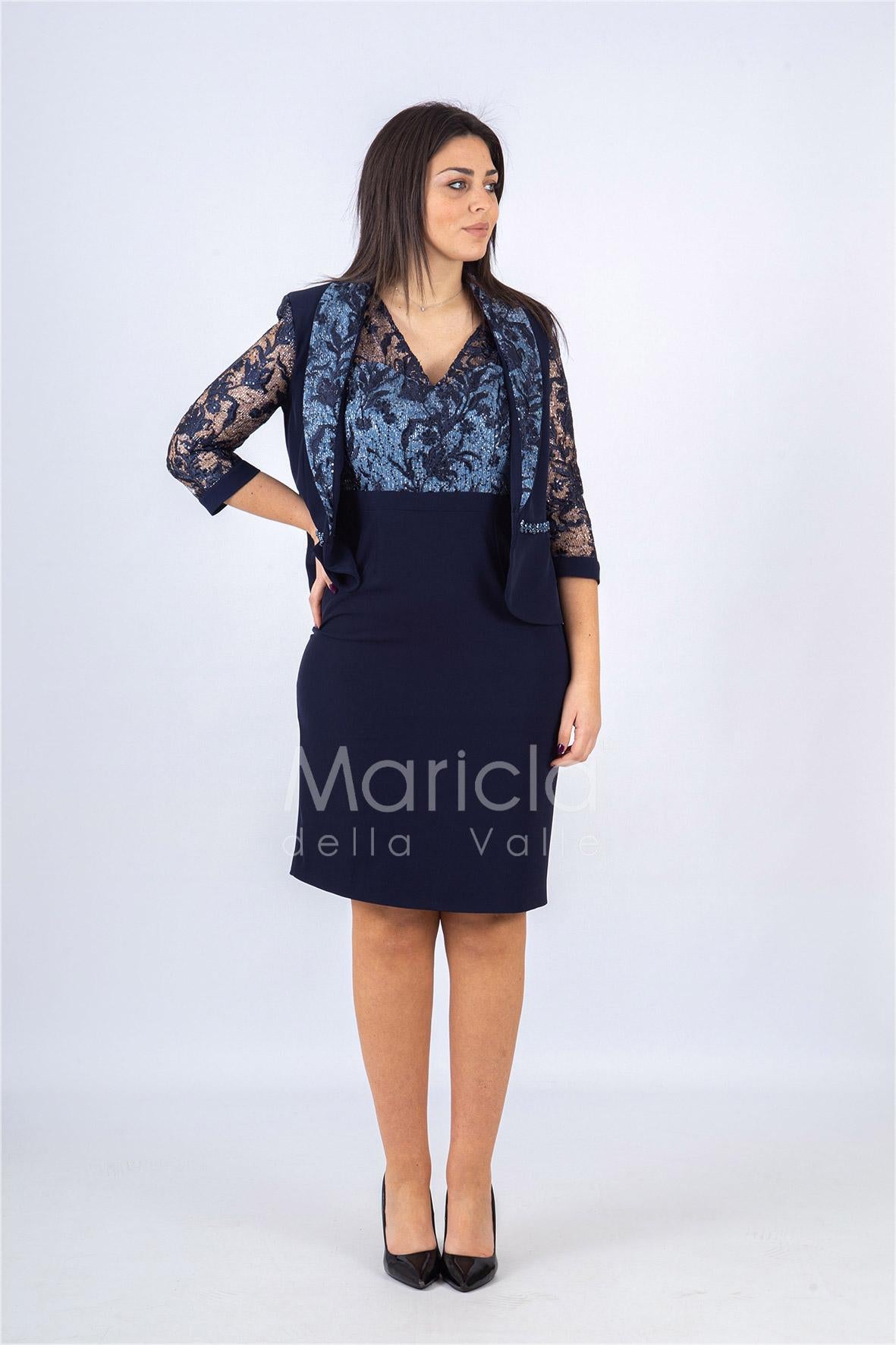 tubino+giacca ric. LH711 BLU LUDOVICA HASSLER 