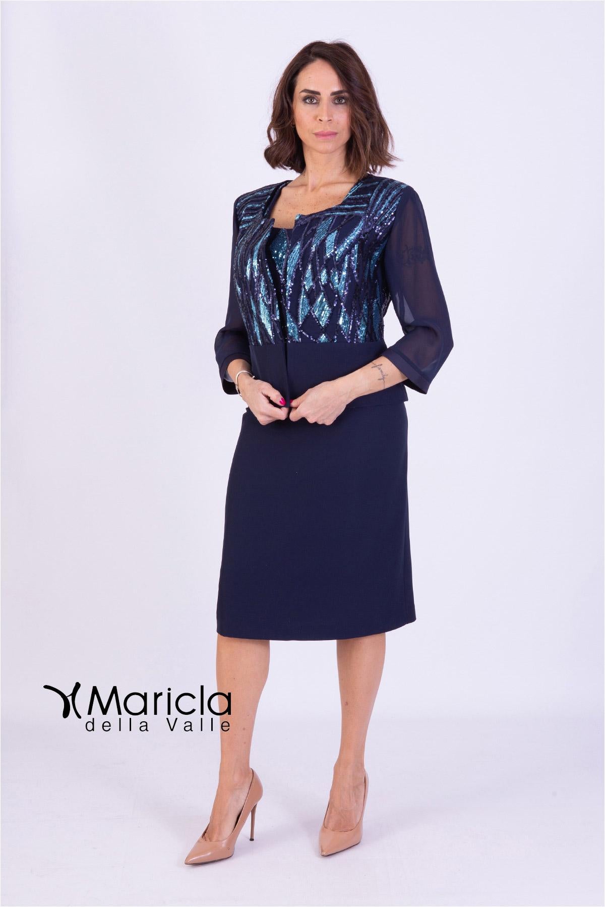Tubino con giacchino<BR/> PF4000EX BLU PAOLA FORTI 