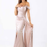 abito lungo con strass ALC04 CHAMPAGNE MARICLA ELEGANCE 