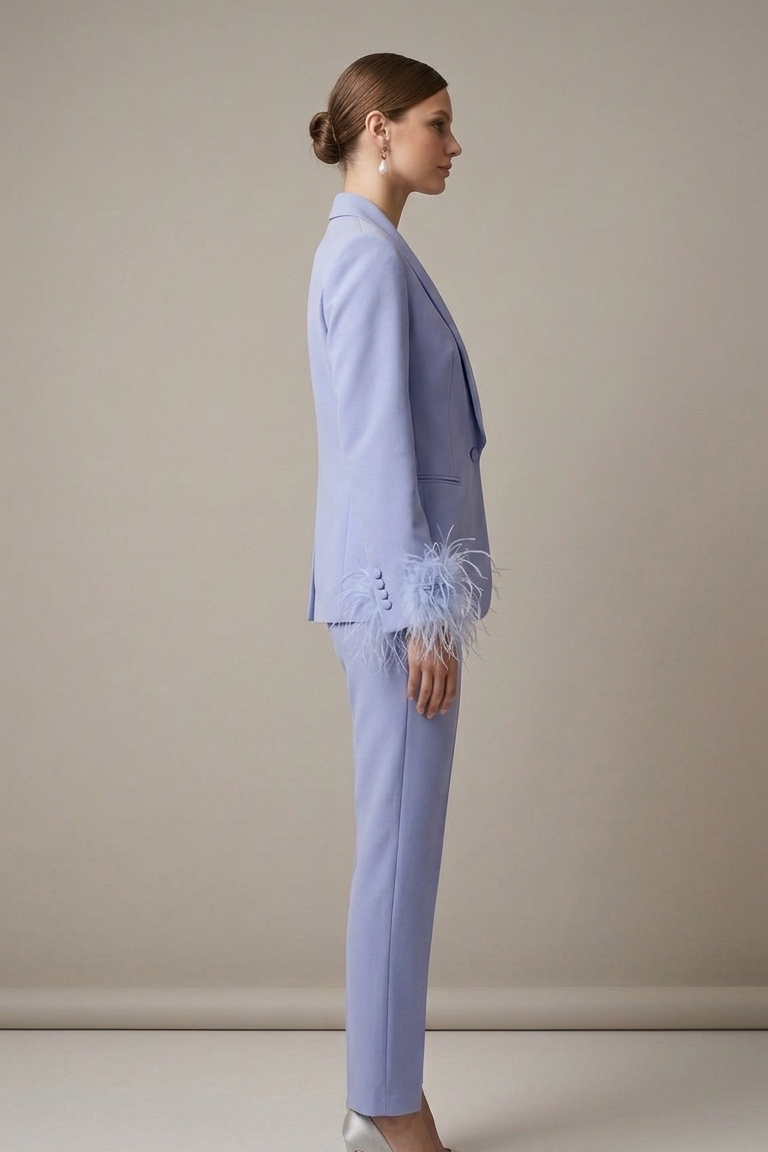 tailleur smoking con piume AD09326 GLICINE MARICLA 