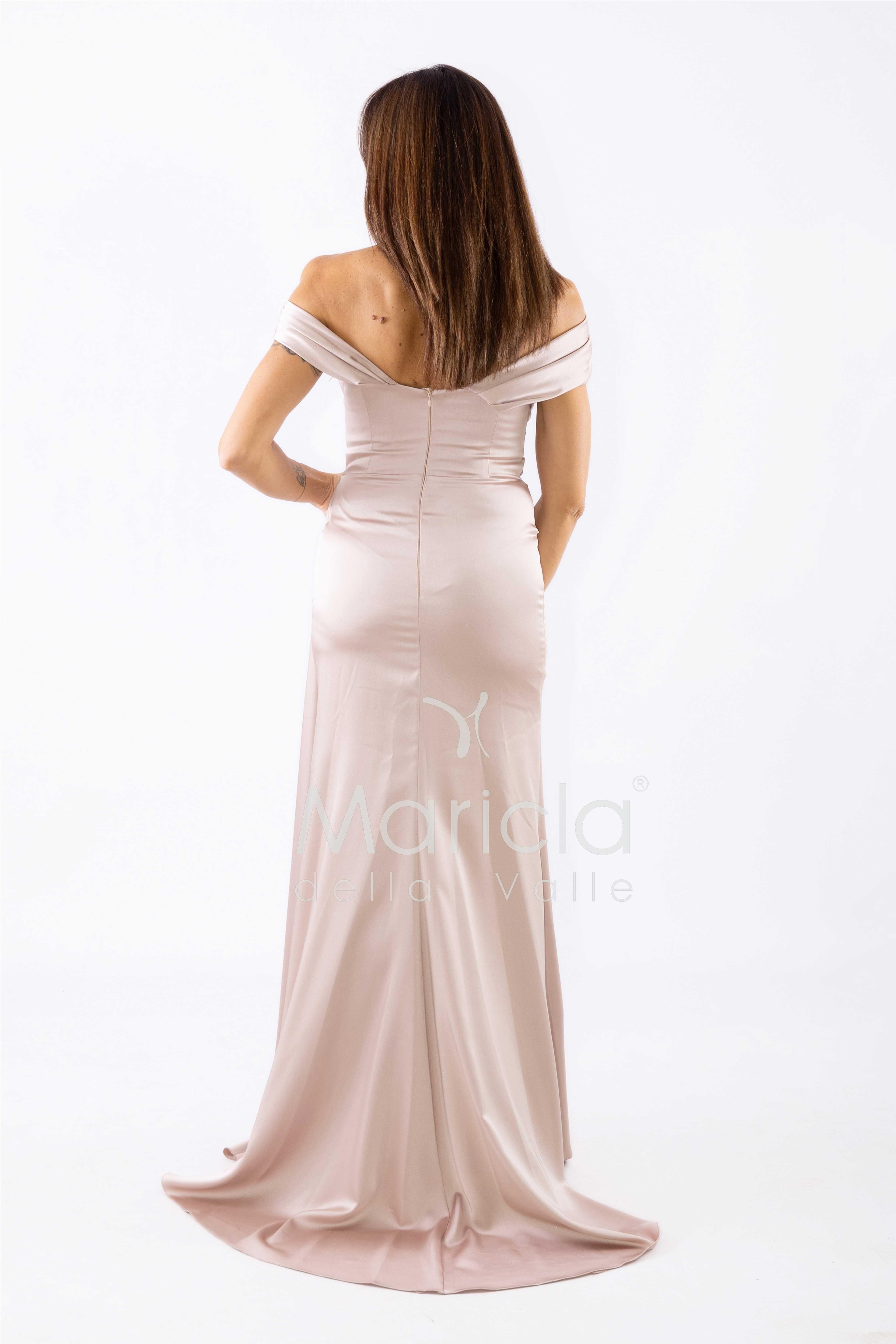 abito lungo con strass ALC04 CHAMPAGNE MARICLA ELEGANCE 