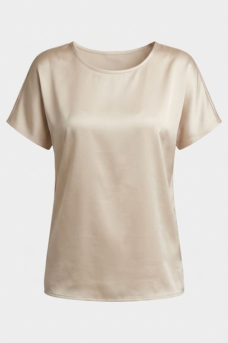 Blusa in Satin a Manica Corta tinta unita DB10886 PANNA MARICLA 