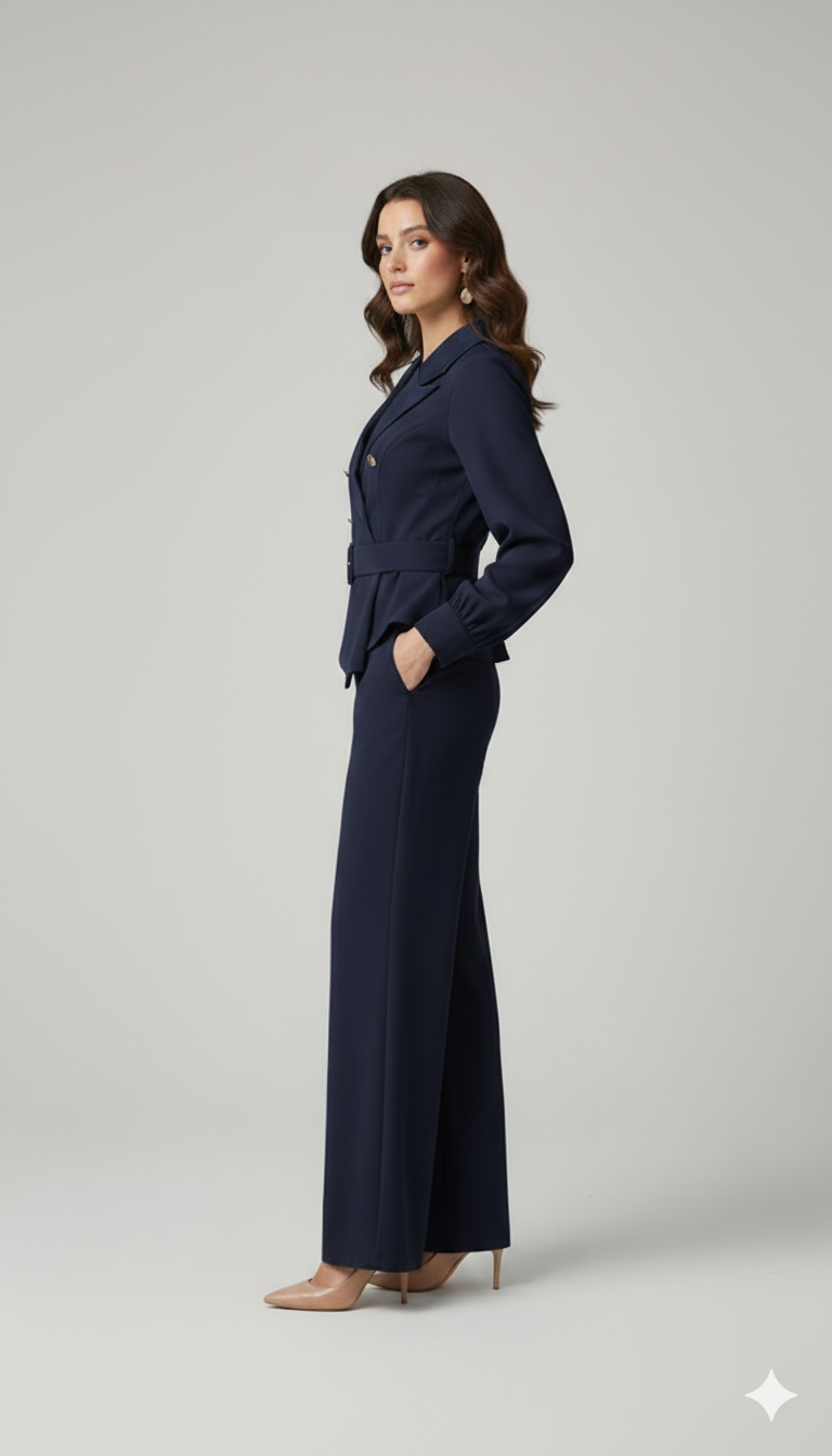 tuta smoking manica lunga PF120TU BLU PAOLA FORTI 