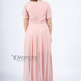 Abito lungo manica volant JC34284 ROSA MARICLA ELEGANCE 