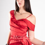 abito ricamato con gonnellone HC7277 ROSSO MARICLA ELEGANCE 