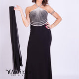 Abito lungo strass JC34119 NERO MARICLA ELEGANCE 