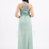 Tuta con piume e ricami SH909TU MENTA SHARON 