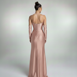 Abito lungo con spacco e maniche staccabili HC9670 ROSA MARICLA ELEGANCE 