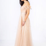 abito piume e fiori glitter JC35022 CHAMPAGNE MARICLA ELEGANCE 