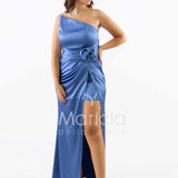 abito con fiore arricciato CAR58366 INDACO MARICLA ELEGANCE 
