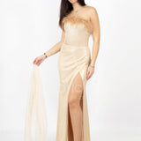 abito con corpetto piume INV2331 ORO MARICLA ELEGANCE 
