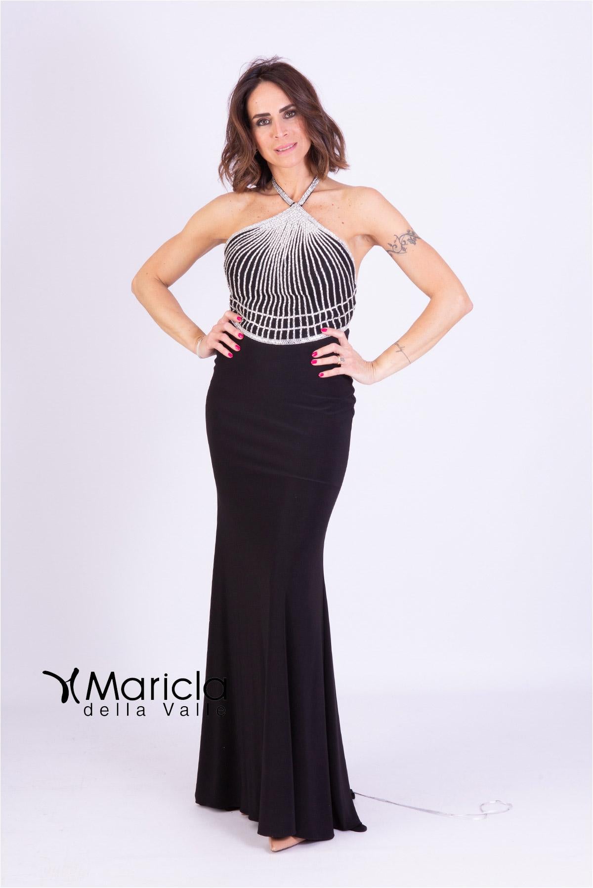 Abito lungo strass JC34119 NERO MARICLA ELEGANCE 