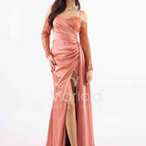abito lungo con maniche paiette HC7389 MALVA MARICLA ELEGANCE 