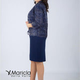 tubino con giacca floreale GU45002 BLU MARICLA ELEGANCE 