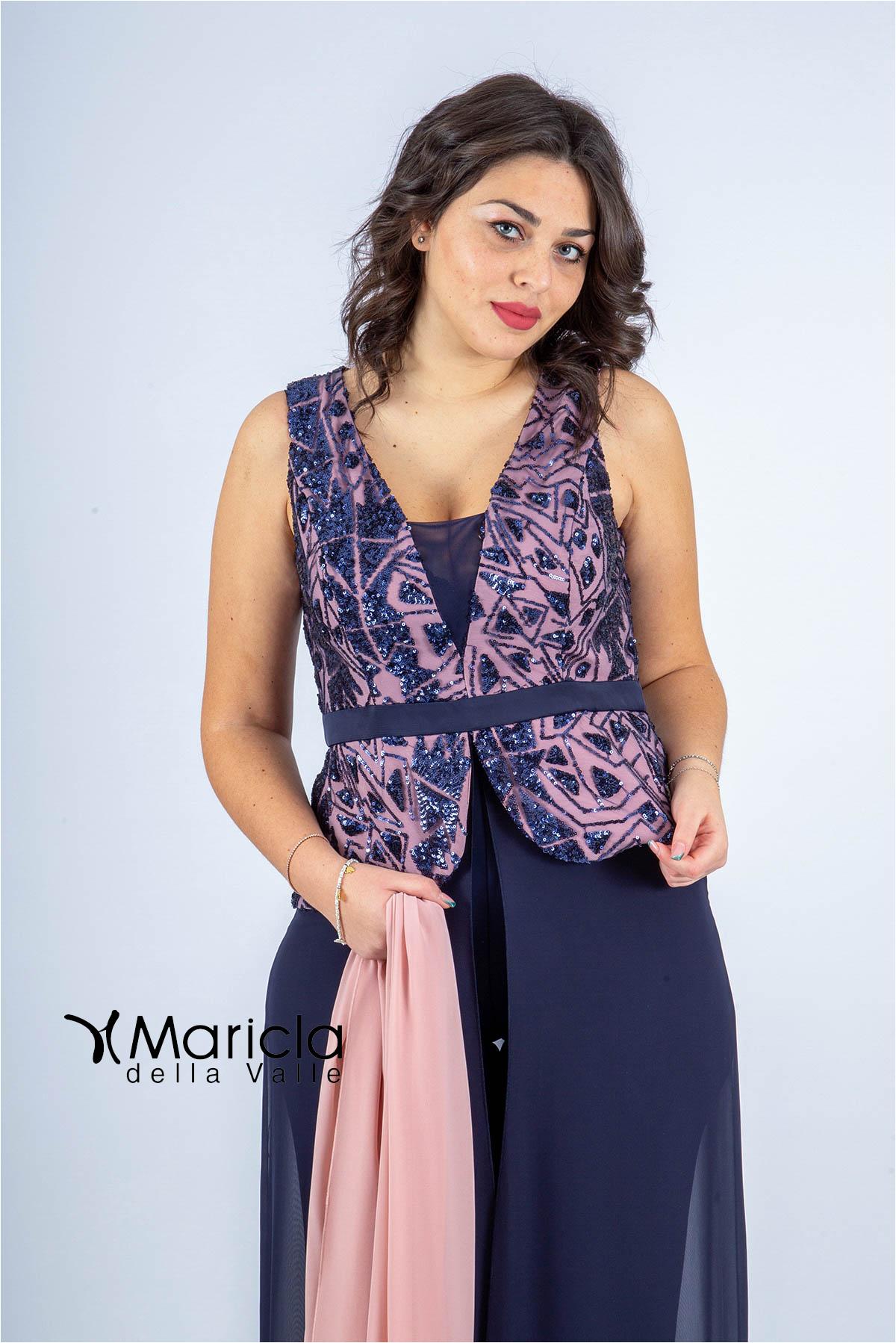 con baschina paiette PF101/22 BLU PAOLA FORTI 